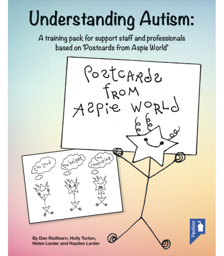 Cover of the book - Understanding Autism - A training pack for support staff and professionals based on 'Postcards from Aspire World'