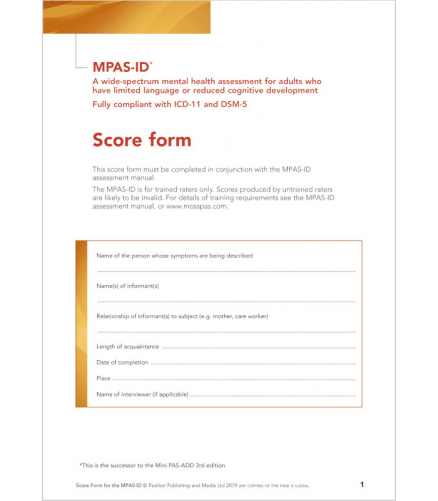Page 1 of Moss PAS ID Score Form